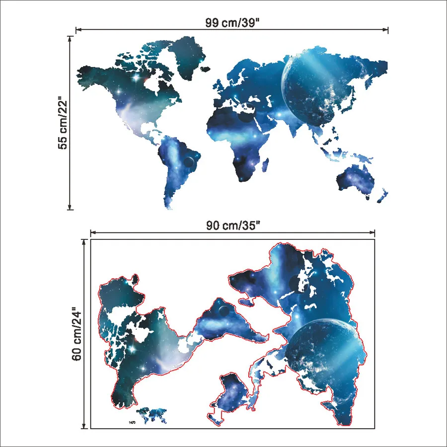 Большой размер, 190*160 см/75*45,5 дюймов, Карта мира, наклейки на стену, название страны, английские буквы, смешная наклейка для украшения дома, офиса - Цвет: Blue Map