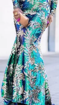 

African French Lace Fabric High Quality 2017 Fashion Nigerian Wedding African Lace With Sequins Lace Fabric Green Gold Wedding