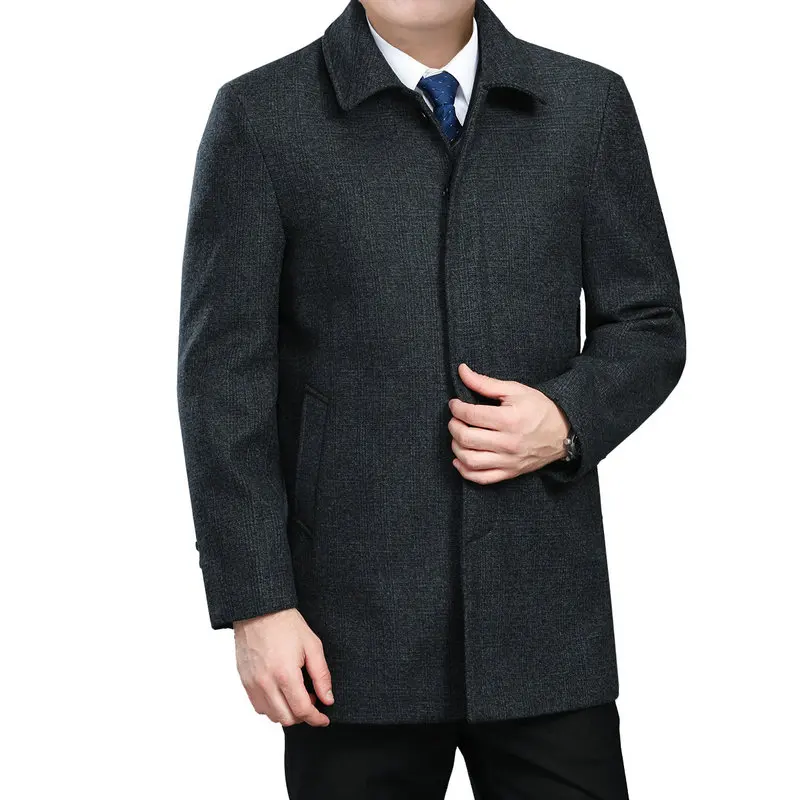 

WAEOLSA Mature Men Elegant Jackets Woollen Blends Basic Coat Dark Gray Jackets Aged Man Wool Outerwear Winter Autumn Outfits 3XL