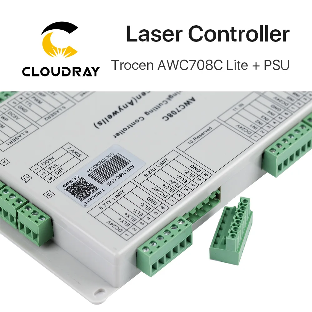 Лазерный контроллер Cloudray Trocen Anywells AWC708C Lite Co2 импульсный источник питания Meanwell 24 в 3