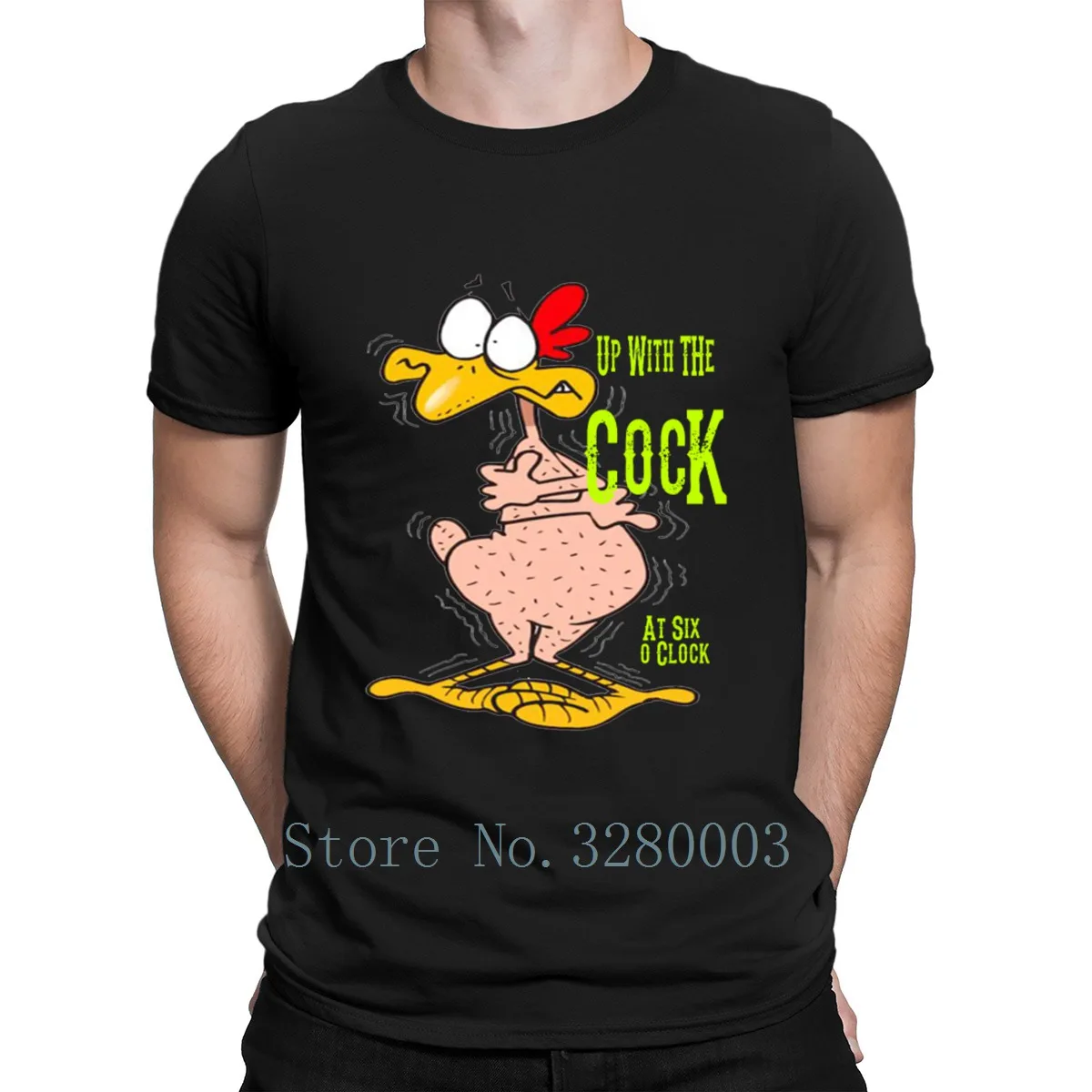 

Up With The Cock At Six O Clock Loose Fit T Shirt Loose Summer Style Comical Standard O-Neck Cotton Funny Chicken T-Shirt
