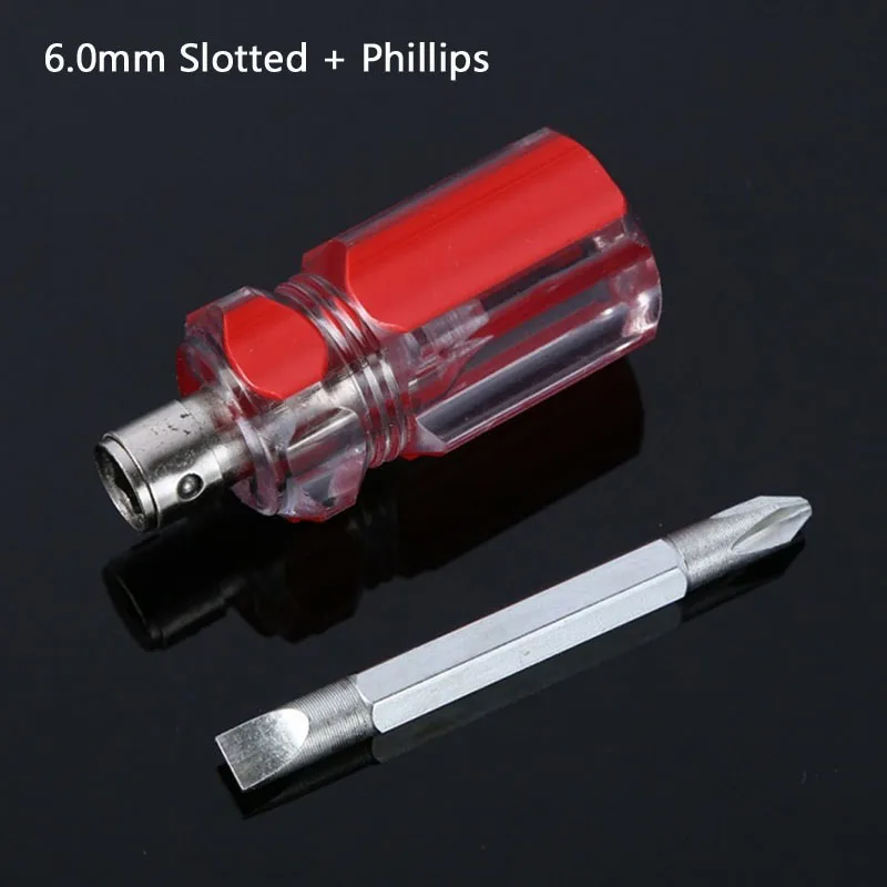 

(1 pcs) 6.0mm Double Head Phillips Slotted Screwdriver 2-Way Screwdrivers Repair Tool mini Short Handle Screw Driver Hand Tool