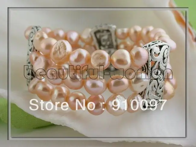 &gt&gt&gtStretch 3ROW 10MM PINK BAROQUE FW PEARL BRACELET | Украшения и аксессуары