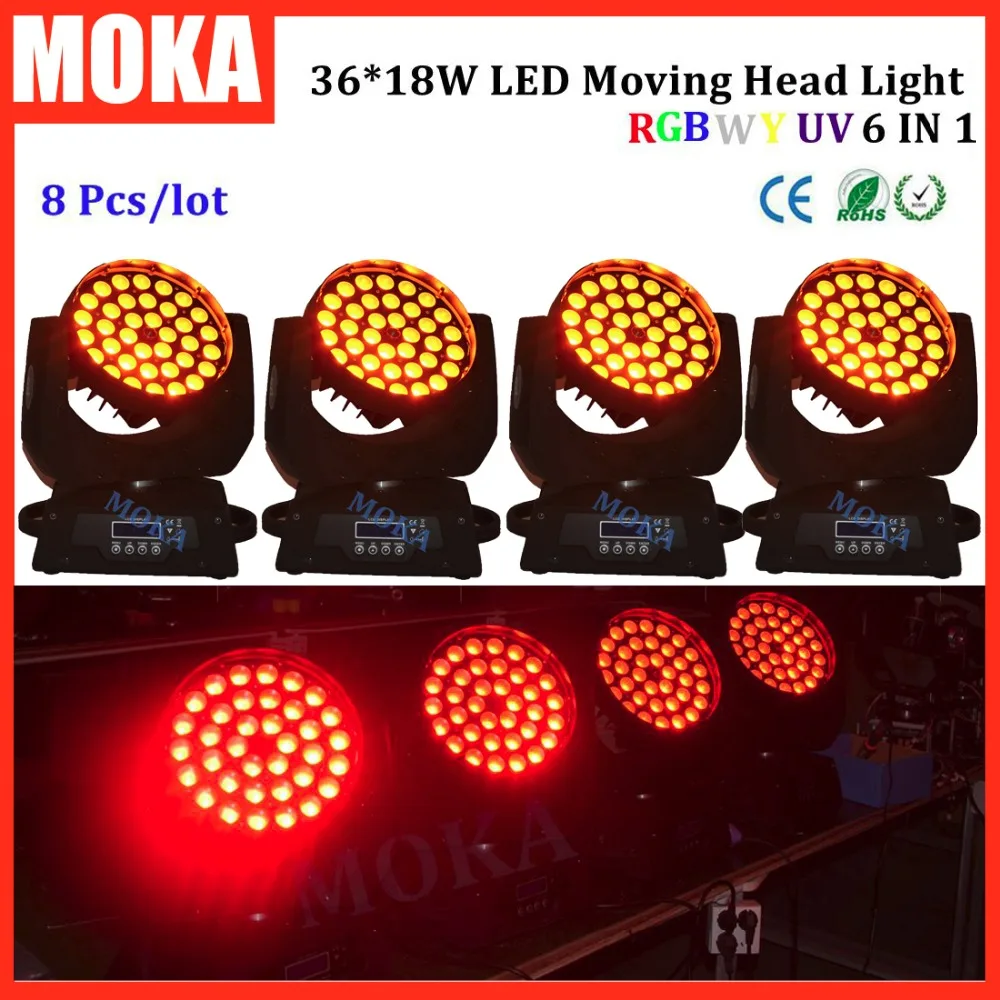 

8 Pcs/lot 36*18w led moving head spot dmx dj led lights 3 Ring Control Circle effect indoor party lights for sale