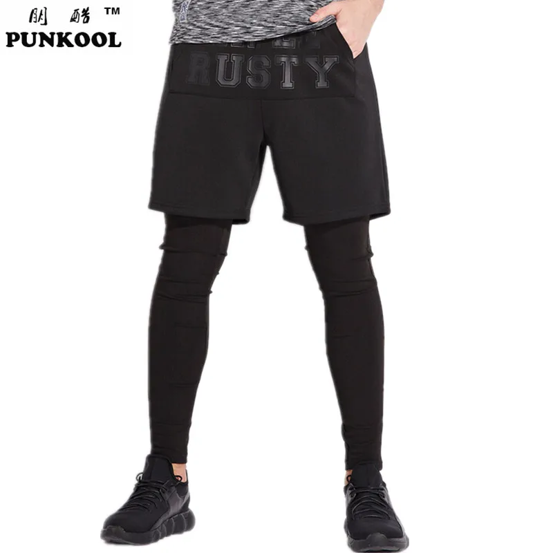 PUNKOOL Мужской Леггинсы 2016 Горячие мужские Брюки Мужчины Jogger Fit Черный