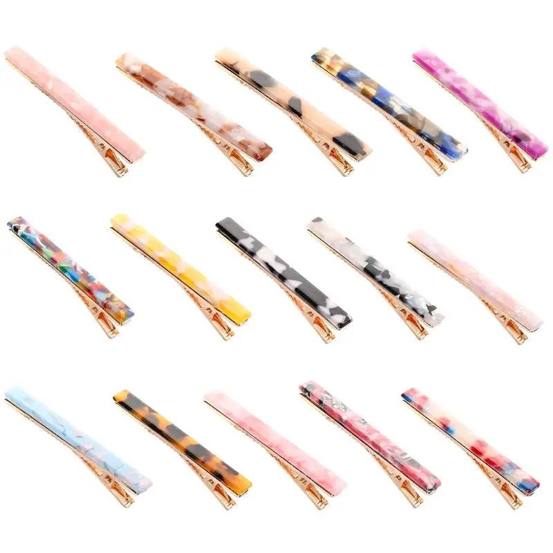 

Korean Vintage Rectangle Long Strip Hairpins Women Sweet Candy Colored Leopard Acetate Alligator Hair Clips Side Bangs Barrettes