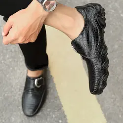 2019 модные кожаные повседневные мужские лоферы весенняя обувь для вождения Молодежные мужские кроссовки повседневные крокодиловые