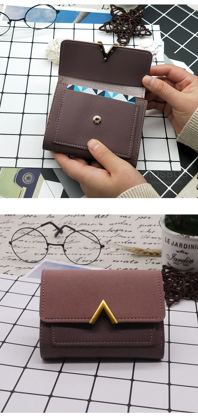 Aosbos для женщин Матовый кожаный бумажник из искусственной кожи длинные кошелек с надписью одноцветное кошелек в стиле пэчворк Hasp леди