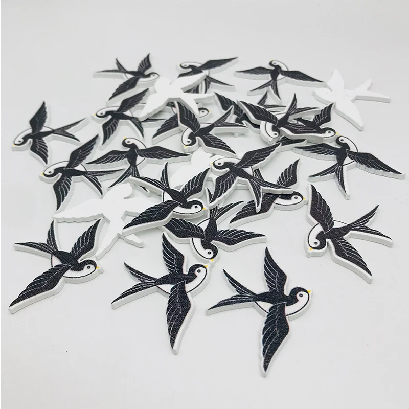 

XinDong Swallow Wood Buttons no Holes Cartoons Sewing Button Scrapbooking Embellishments for Crafts Decorative 5 pcs