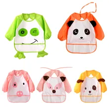 2017 Cute Cartoon animals Baby Bibs Long Sleeve Apron Smock Soft Feeding Waterproof Colorful children Bib Burp Clothes