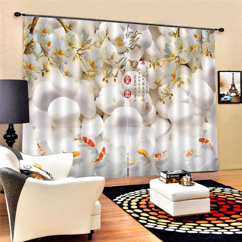 

3D Curtain Fish Printing Blockout Polyester Photo Drapes Fabric Window Modern Decoration Printing for Living Room Oct25