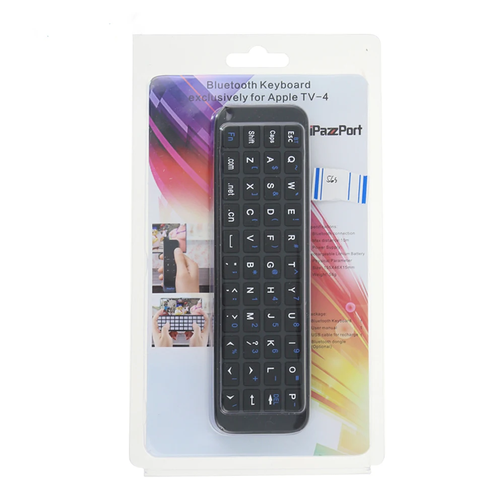 IPazzPort Мини Беспроводной 4.0 Bluetooth клавиатура для Apple TV 4th раскладка клавиатуры QWERTY