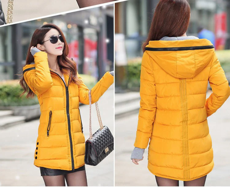 Ladies Autumn Winter Jacket Women Down Parkas Long Female Causal Hooded Zipper Black Jacket Coat Outwear chaqueta mujer