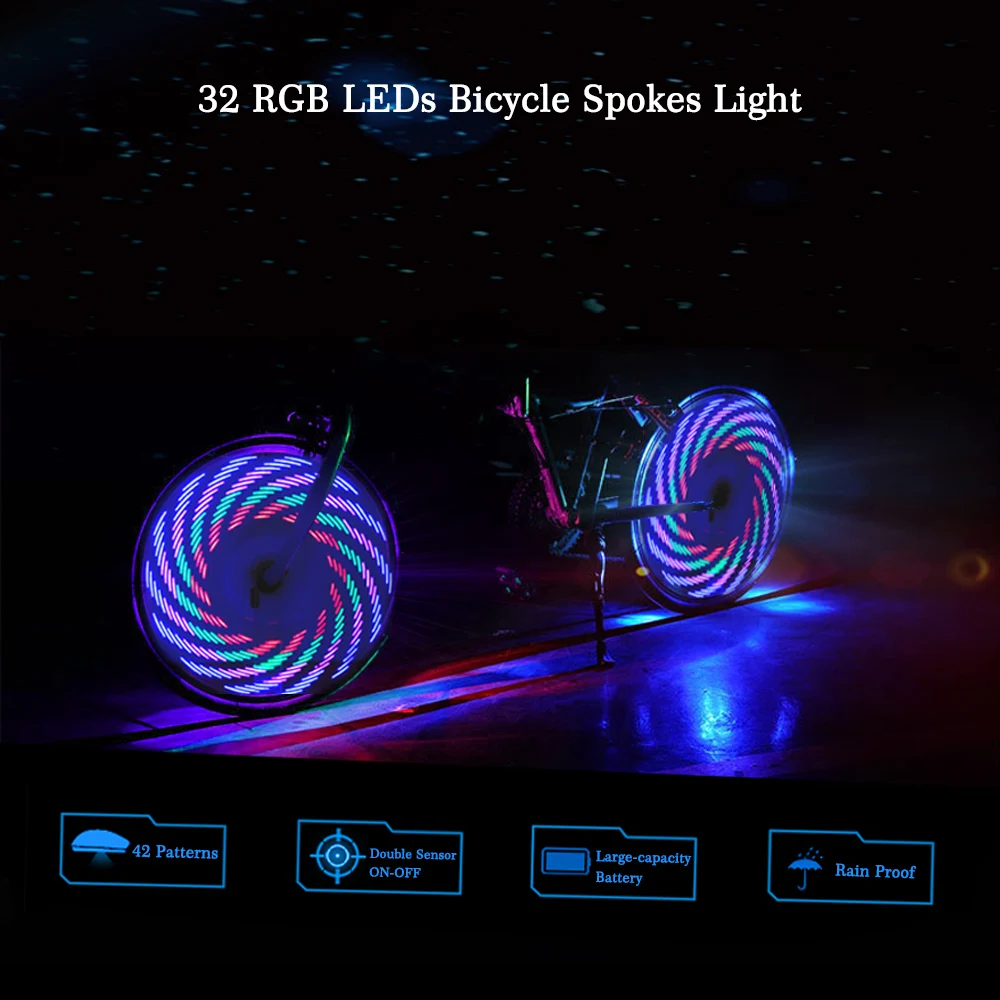 Cheap Colorful Bicycle Lights Bike Cycling Wheel Spoke Light 32 LED 32-pattern Waterproof For Cycling Luz De Bicicleta Drop Shipping 11 Cheap Colorful Bicycle Lights Bike Cycling Wheel Spoke Light 32 LED 32-pattern Waterproof For Cycling Luz De Bicicleta Drop Shipping 11