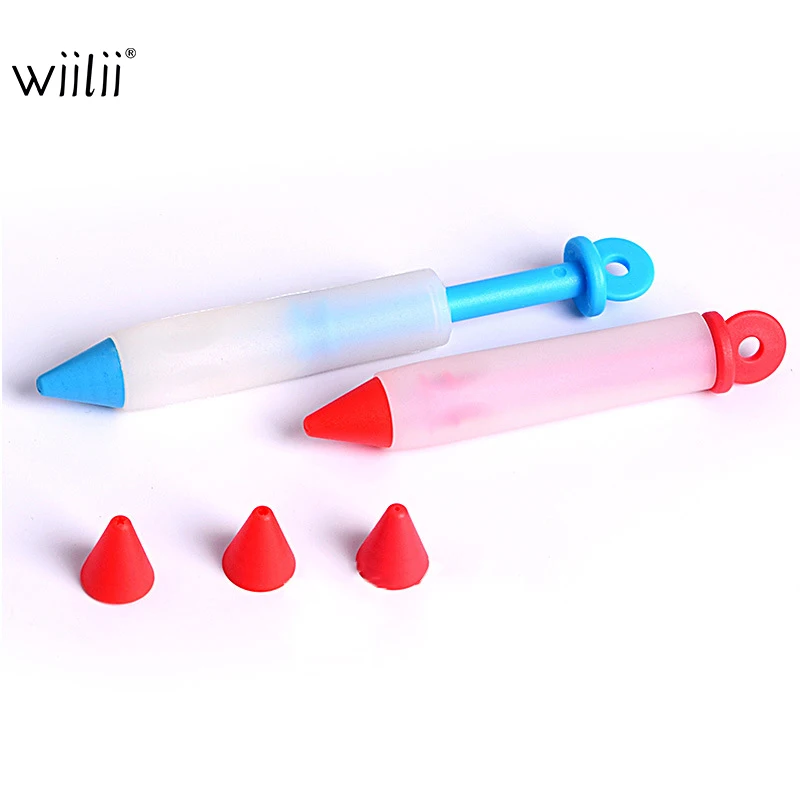 

Wiilii Silicone Nozzles Cake Writing Pen Piping Food Writing Cupcake Decorating Tip Pen Bakeware Baking Tool Kitchen Accessories