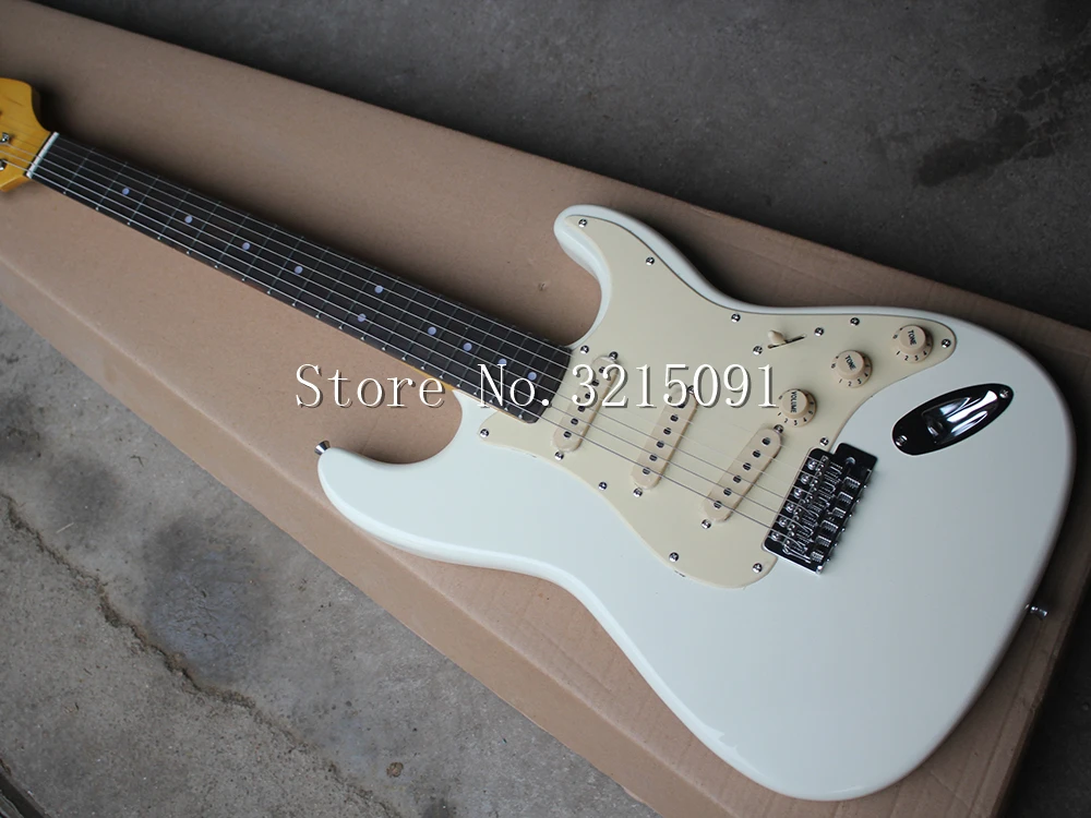

Factory Custom Cream White Electric Guitar with Milk White Pickguard,Chrome Hardware,Rosewood Fretboard,Offer Cutmomized