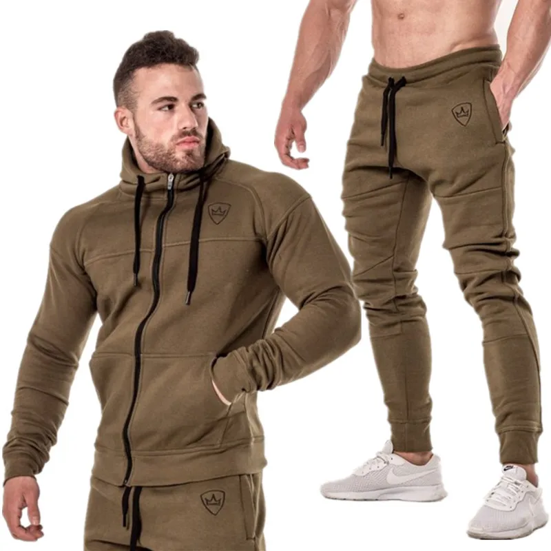 

Men Sport Tracksuit Autumn Winter Sport Pants Men Running Suit Gym Sportswear Fitness Bodybuilding Men's Hoodie+Pants Suits Mens