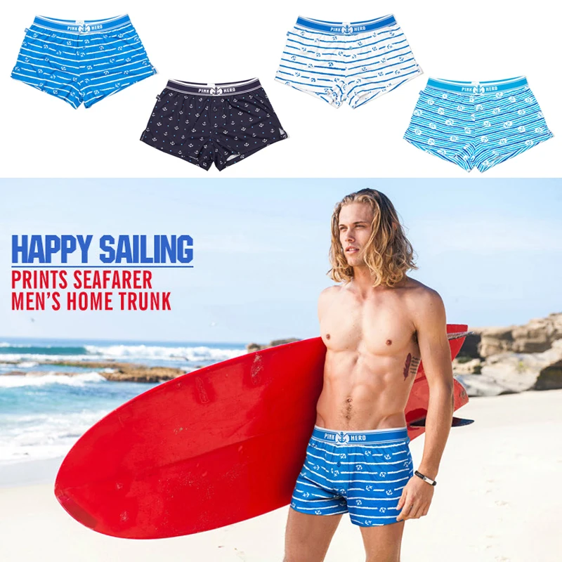 

New 2019 Men Underwear Low Waist Homewear Underpants Shorts Panties Home Trunk Man Briefs Boxers Summer Beach