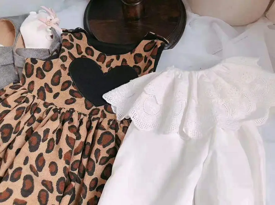 Осеннее Новое испанское платье принцессы для девочек комплекты из двух предметов с длинными рукавами и леопардовым принтом и бантом платье modis детская одежда vestidos Y1737