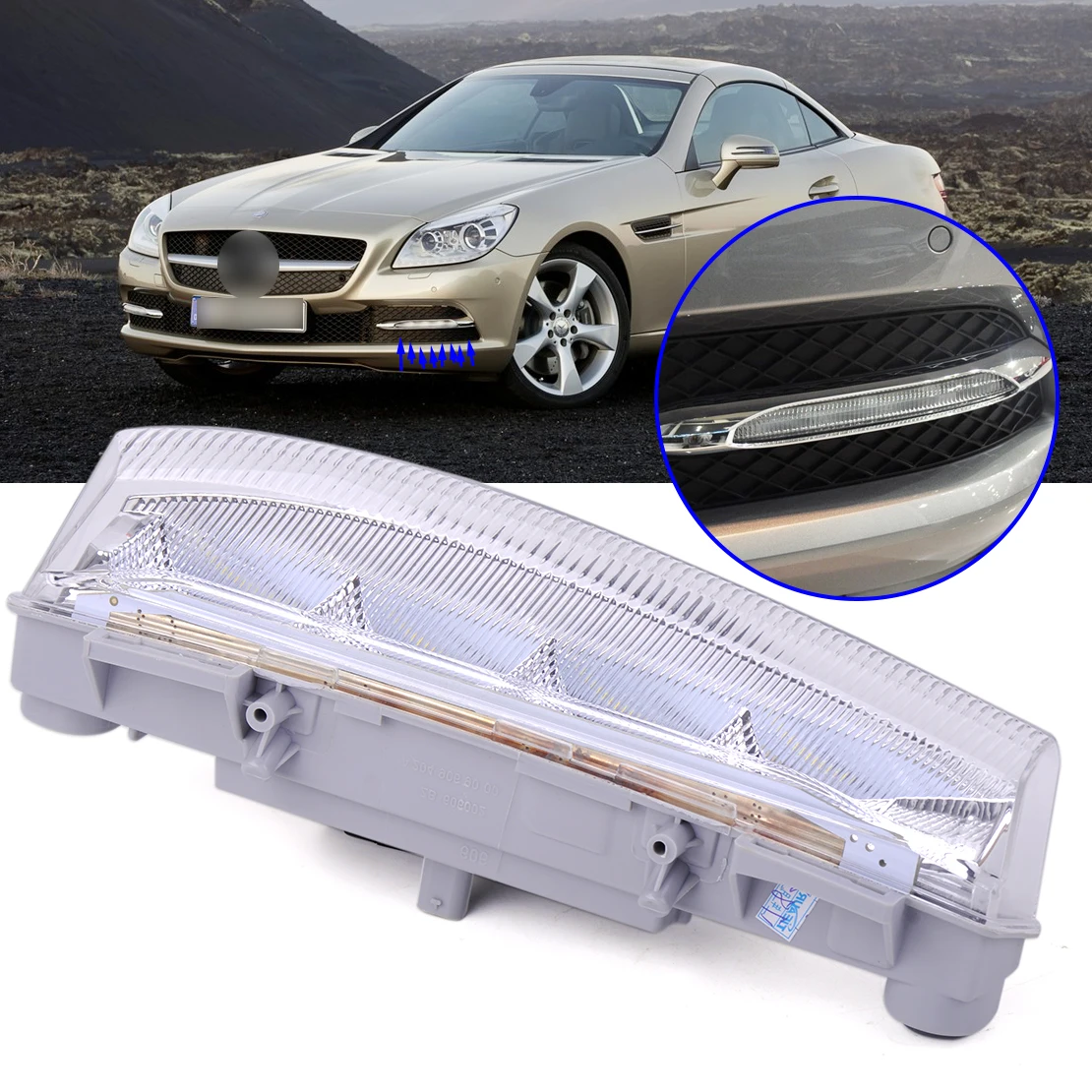 Buy DWCX Car Left Front DRL Fog Light For Mercedes Benz W204 C230 C250 C300