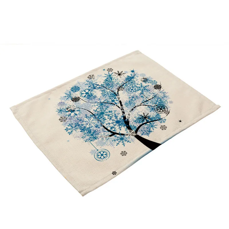 1Pcs Colorful Flower Tree Pattern Kitchen Placemat Coaster Dining Table Mat Cotton Linen Pad Cup Mats 42*32cm Home Decor MP0003 - Цвет: D