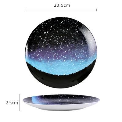 Бытовая 8 дюймовая тарелка из керамики Северной Европы, тарелка звездного неба, диск в западном стиле, поднос для еды, диск для стейка - Цвет: Beautiful Milky Way