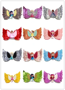 

4 Inch Lovely wings for girl children's princess hair shiny hair bow clip handmade headdress hairpin a variety of choices