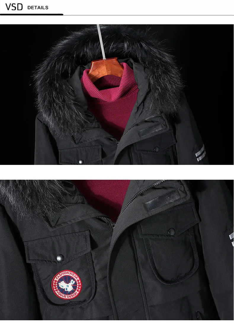 2018 Thicken Warm Winter Duck Down Jacket for Men Fur Collar Parkas Hooded Coat Plus Size Overcoat Western Style (7)