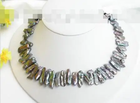 

Free Shipping >>>Genuine baroque biwa black pearl necklace 18KGP clasp