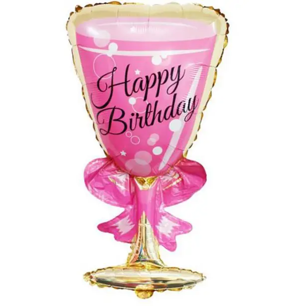 Ballons En Feuille D Aluminium Tasse De Vin Champagne Decoration De Fete D Anniversaire Joyeux Accessoires D Ambiance De Celebration Du Nouvel An Decor Rose Aliexpress