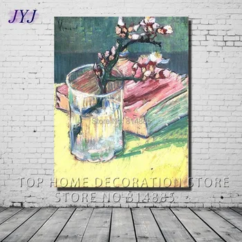 

Blossoming Almond Branch In A Glass With A Book 1888 by Vincent Van Gogh Handmade Oil Painting Canvas Wall Art Gift Decor VG043