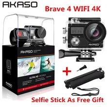 AKASO Brave 4 4K 20MP Wifi Экшн-камера Ultra HD EIS 30m Подводная Водонепроницаемая камера дистанционный спортивный шлем видеокамера Экстрим