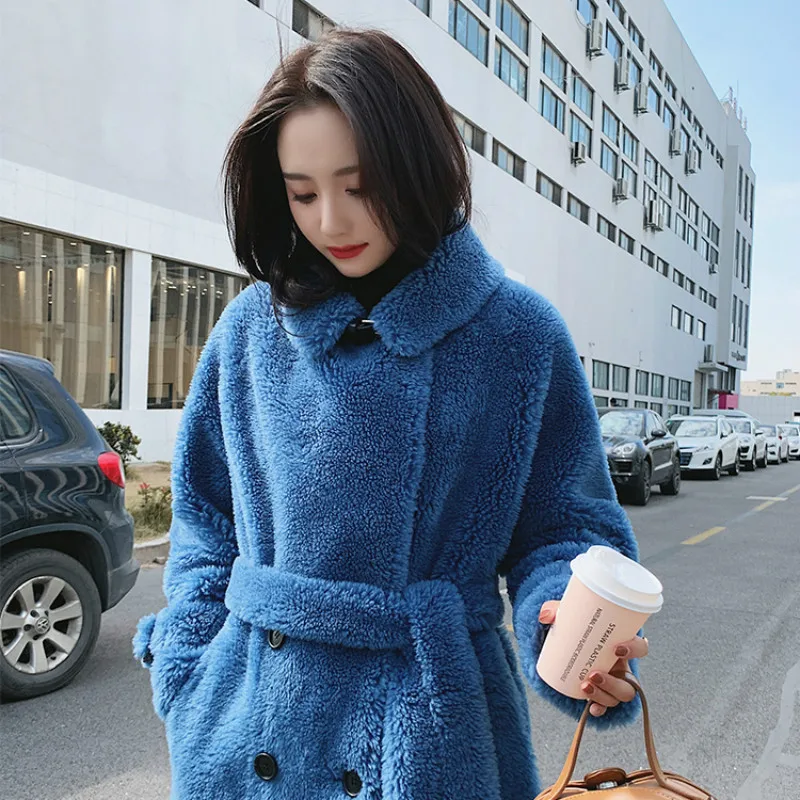 Real Fur Coat Women Korean Sheep Shearling Winter Coat Women Lamb Fur Jacket Windbreaker Abrigos Mujer Invierno MK188YY579