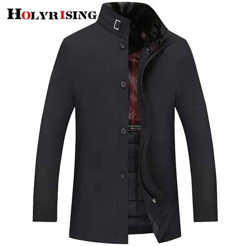 Holyrising мужские шерстяные куртки из смешанной ткани, полный зимний casaco masculino, съемный воротник, зимняя куртка, Мужская зимняя бушлат 18557-5 - Цвет: Тёмно-синий