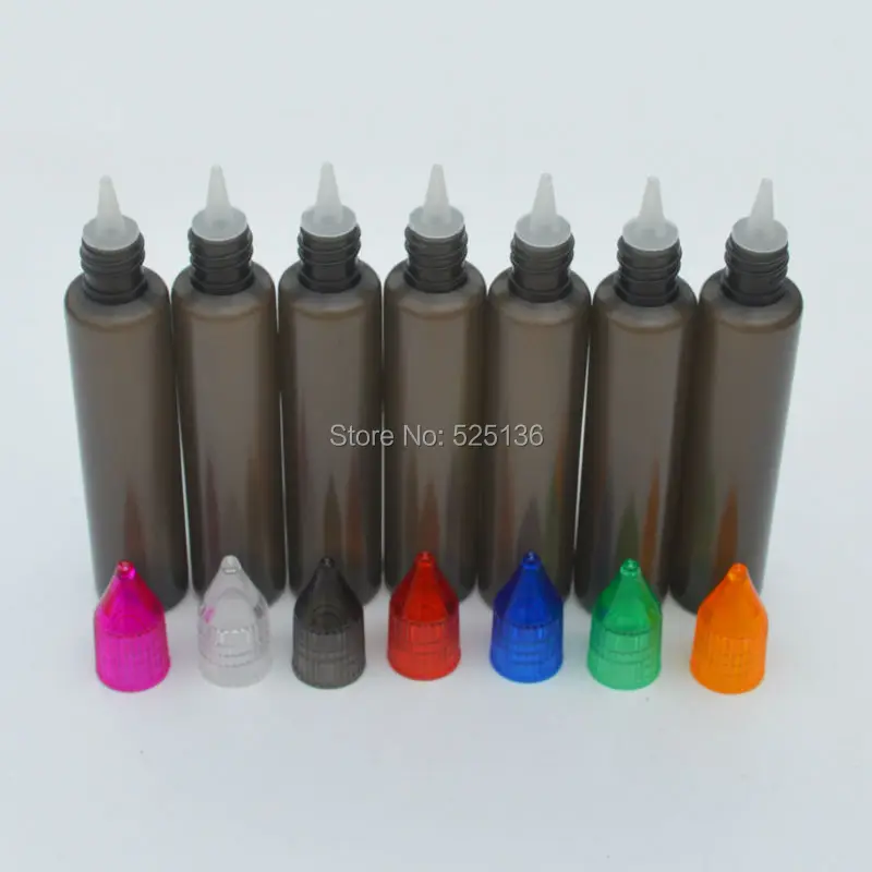 

5pcs/lot Empty 30ml Black Pen Style Bottles with Colorful Caps and Long Tips Plastic Dropper E Liquid Bottles