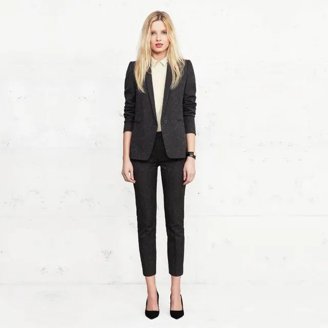 Black Floral Slim Business Womens Suits Work Women Office