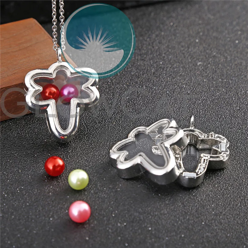 

Glass Flying Insect Lockets Necklace Magnetic Silver Color Living Memory Floating Pendant 50cm Steel Chain Necklace