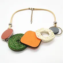 Оранжевый геометрический модный неоновый летний модный длинный винтажный Кулон Кожаный чокер эффектное ожерелье женский свитер цепочка Ювелирные изделия