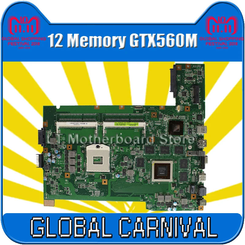 

G74SX motherboard GTX560M3D 12 Memory for ASUS G74SX G74S laptop motherboard G74SX mainboard G74SX motherboard test 100% OK