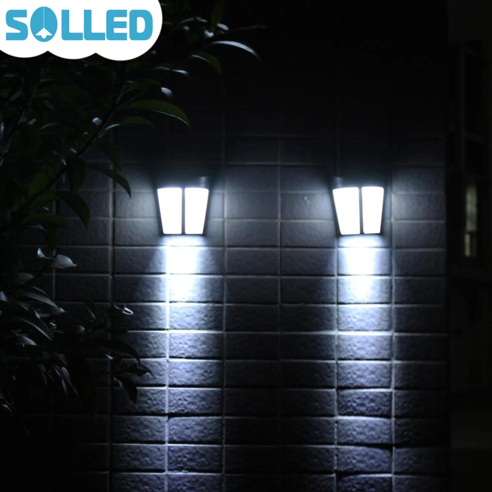 

SOLLED Outdoor Solar Power Wall Lamp Super Bright Water-resistance Sensor Light Patio Deck Yard Garden Fence Home Landscape