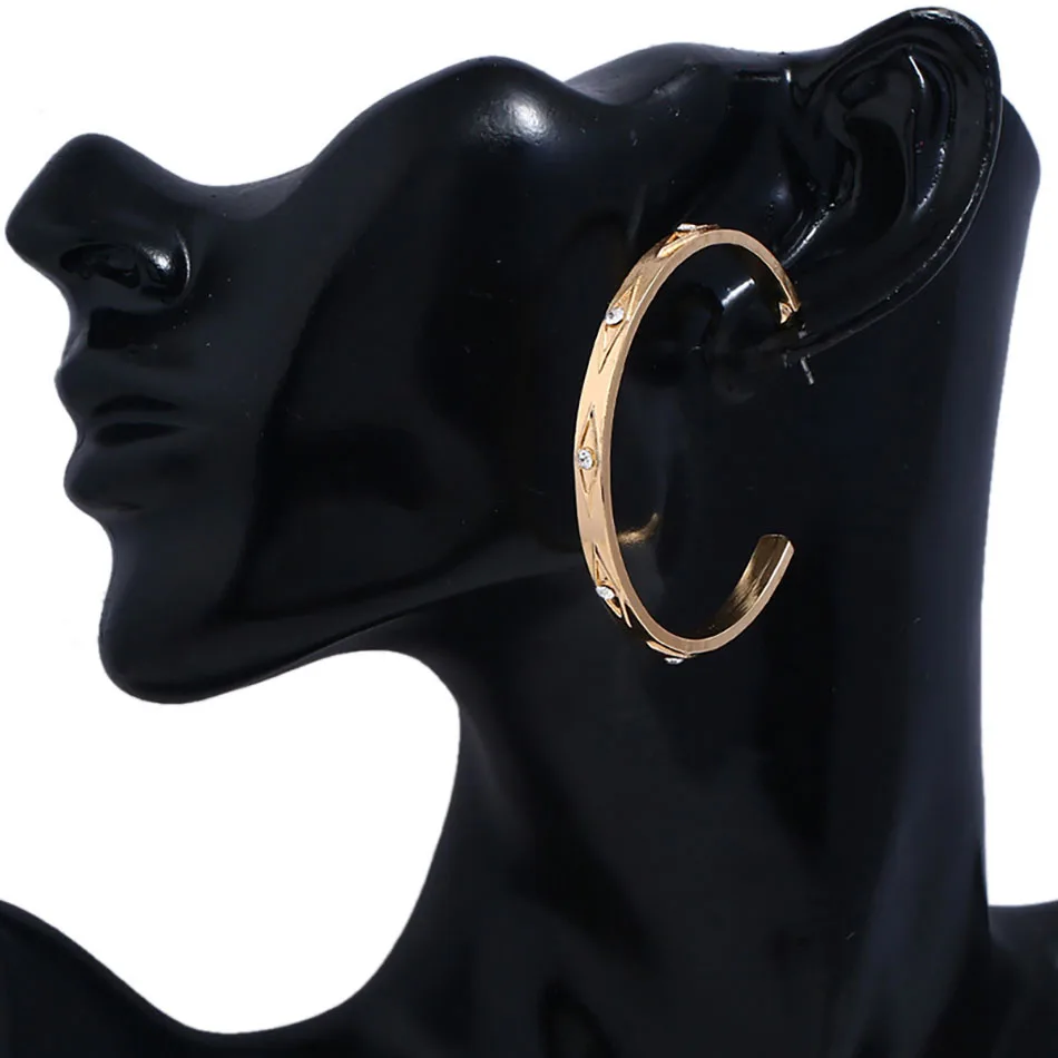 5 Matte Gold Open Hoop Earrings For Women Hyperbole Geometric Circle Hoops Minimalist Metal Letter Big Dangle Earrings