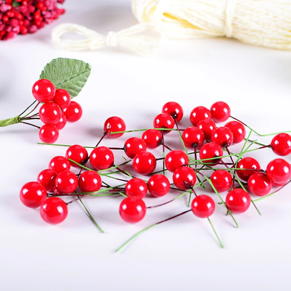 100pcs/lot Christmas Tree Decoration Artifical Foam Red Small Ball Fruit Flower Bouquet Foreigner Gift Fake Floral Berry | Дом и сад