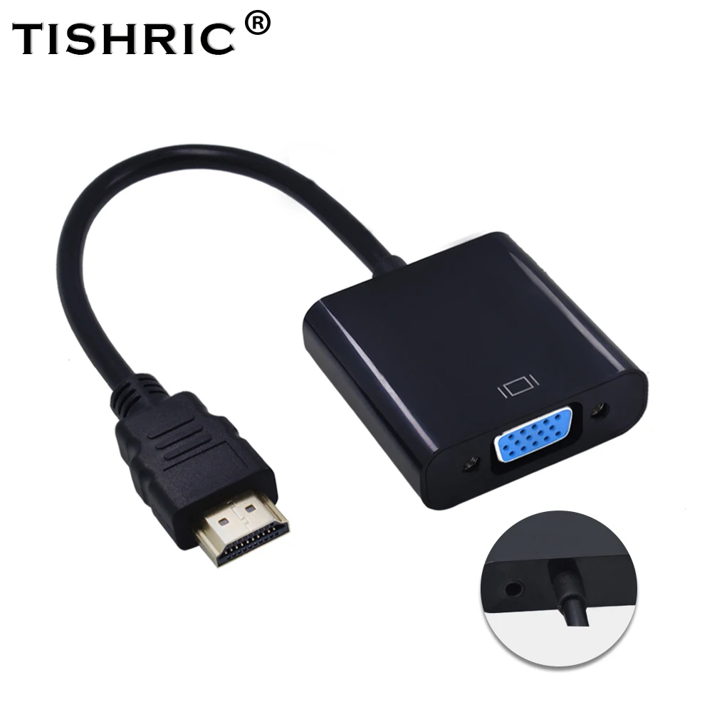 Адаптер TISHRIC HDMI в VGA Женский HDMI2VGA с аудиокабелем оптический цифро аналоговый 1080P HD