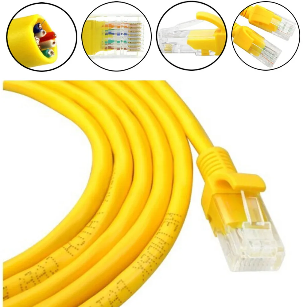 

Overmal 1/1.5/2/3/5/10/20/30M Copper Stranded Wire Yellow External Outdoor Network Ethernet Cable Cat5e 100% Copper RJ45#25