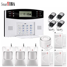 SmartYIBA LCD Keyboard Wired Wireless GSM Alarm System Home Security Set Russian French Spanish Voice Guide Two Way Intercom