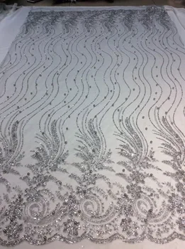 

5yard/lot african glitter lace fabric yaking-92604 embroidered tulle lace with glued glitter for party dress