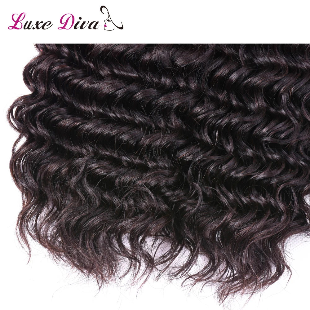 LUXE DIVA Hair Peruvian Deep Wave 13X4 Ear To Ear Lace Frontal Closure Human Non Remy Hair Lace Frontal Closure with Baby Hair