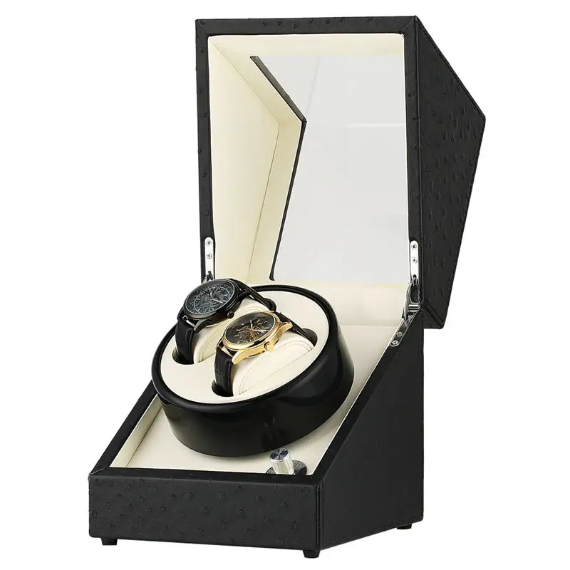 

AU/EU/US/UK Plug Automatic Mechanical Watch Winders Black Wooden Watch Winder Deluxe Faux Suede Interior Storage Boxes