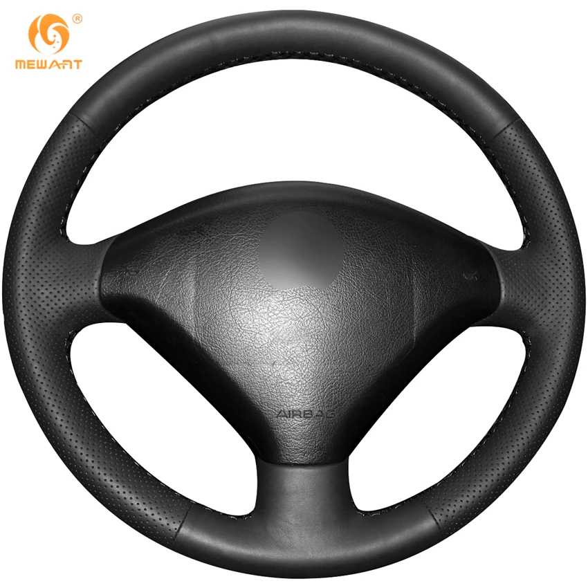 MEWANT Black Artificial Leather Car Steering Wheel Cover for Peugeot 307in Steering Covers from