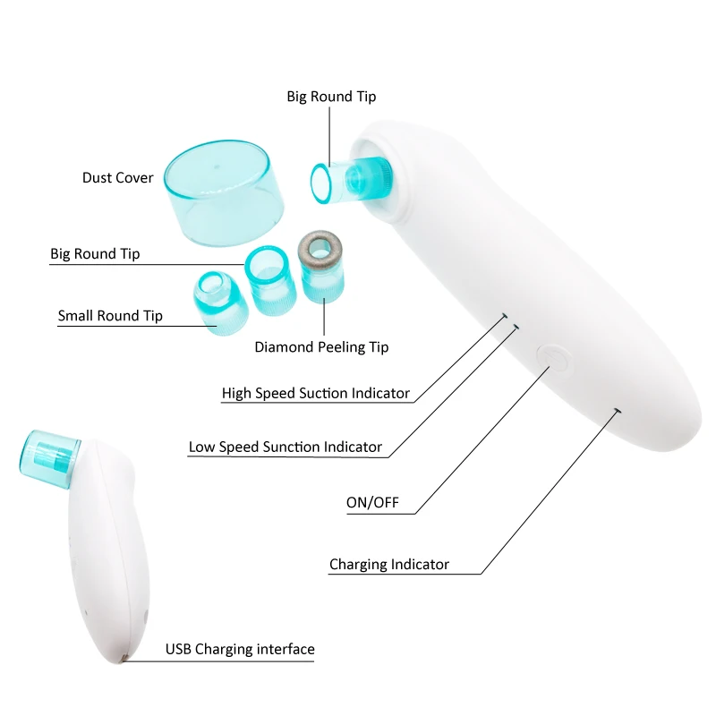 Портативный алмазный пилинг, дермабразия машина вакуум Acne Удалить лица Отшелушивающий Электрический комедонов Черноголовых всасывания устройства